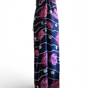 Floral Maxi Dress with Pink and Blue Pattern